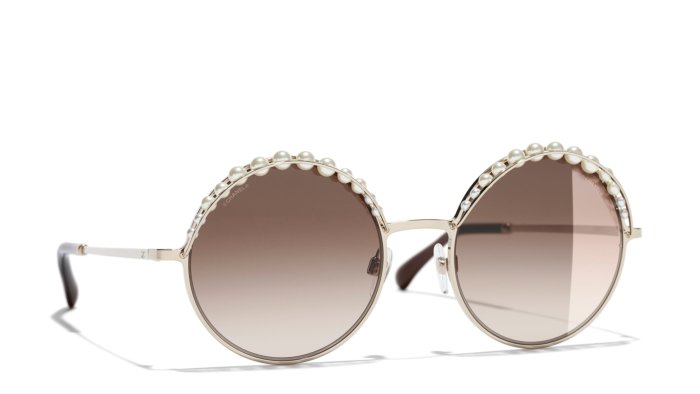 Chanel gold round pearl sunglasses