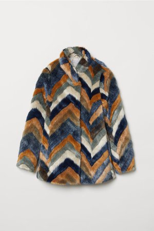 Faux Fur Jacket - Blue/multicolored - Ladies | H&M US
