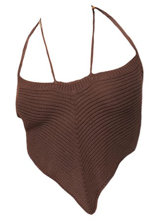 Brown Knit Halter Top (edit by alldressedupbutnowheretogo)