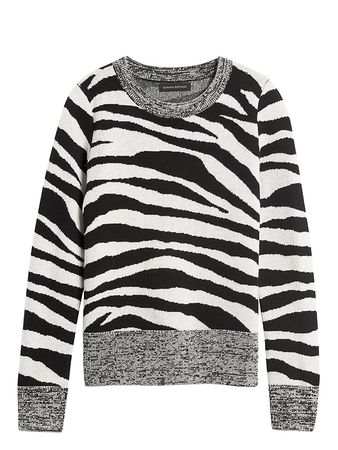 Zebra Print Wool-Blend Sweater | Banana Republic