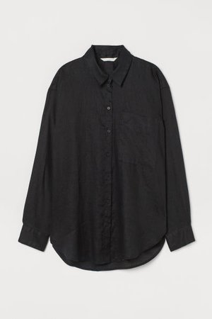 Linen-blend pull-on shorts - Black - Ladies | H&M GB