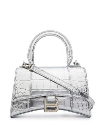 Shop silver Balenciaga Hourglass top handle XS bag with Express Delivery - Farfetch