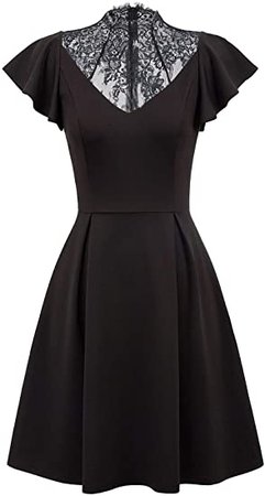 Amazon.com: SCARLET DARKNESS Womens Stretchy Goth Party Dress Lace Neck Cocktail Dress Black : Clothing, Shoes & Jewelry