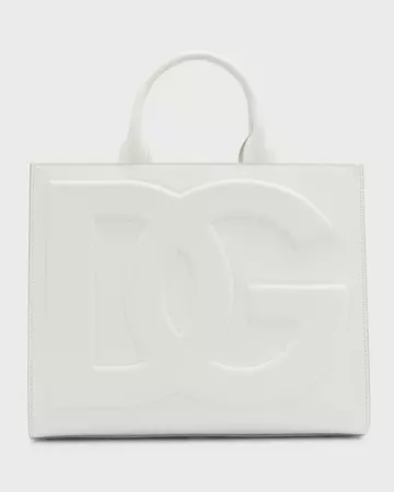Dolce&Gabbana Beatrice DG Embossed Logo Calfskin Tote Bag | Neiman Marcus