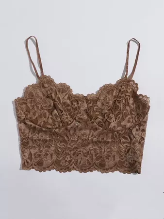 Contrast Lace Crop Cami Top | SHEIN USA brown