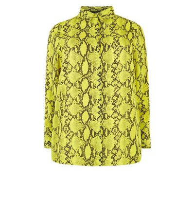Curves Yellow Neon Snake Print Skirt | New Look
