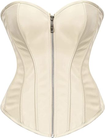 Amazon.com: BSLINGERIE® Womens Faux Leather Zipper Front Bustier Corset Top (M, Red): Clothing, Shoes & Jewelry
