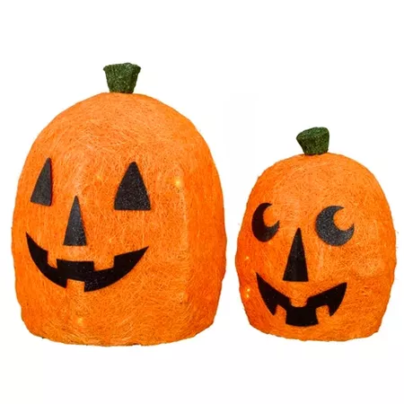 2ct Halloween Incandescent Stackable Sisal Pumpkins Orange - Hyde and Eek! Boutique : Target