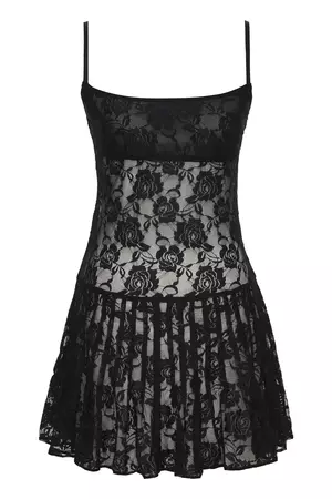 Carlotta Lace Mini Dress - Black