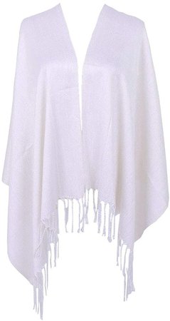 LMVERNA Glitter Scarf Solid Color Scarves for Women Lieightwght Fashion Large Tassels Sheer Shawls and Wraps for Evening Dresses(White) at Amazon Women’s Clothing store