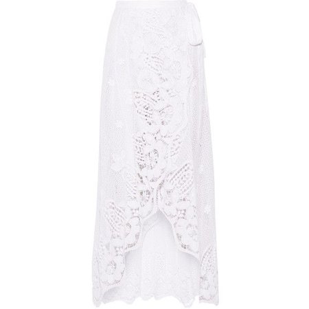 Miguelina Valencia Crotched Cotton-lace Wrap Maxi Skirt