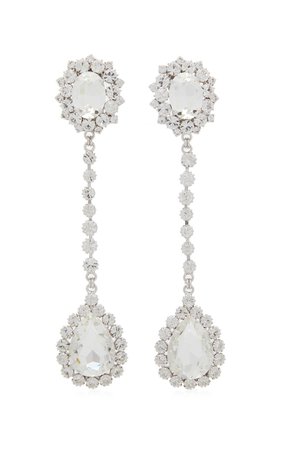 Alessandra Rich Crystal-Embellished Silver-Tone Drop Earrings
