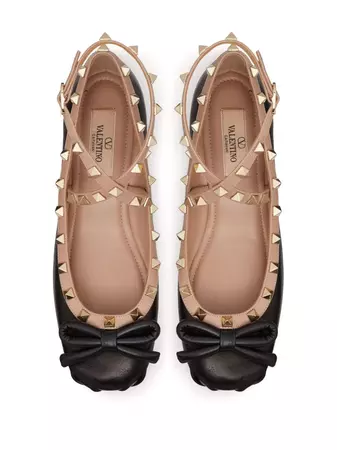 Valentino Garavani Rockstud Leather Ballerina Shoes - Farfetch