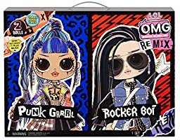 Amazon.com: L.O.L. Surprise! O.M.G. Remix Rocker Boi and Punk Grrrl 2 Pack – 2 Fashion Dolls with Music: Toys & Games