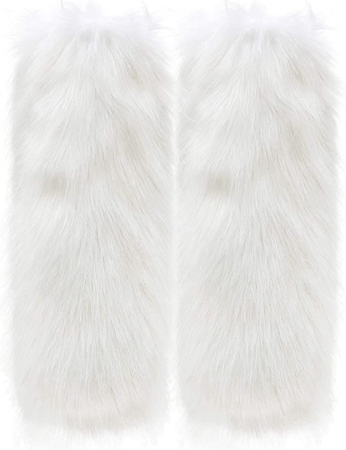 Zecmos Leg Warmers Women Faux Fur Fuzzy Long Boots Shoes Cuff Cover Warm Furry Costume