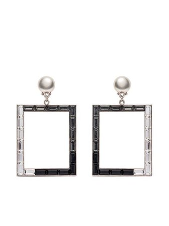Shop silver Carolina Herrera embellished square drop earrings with Express Delivery - Farfetch