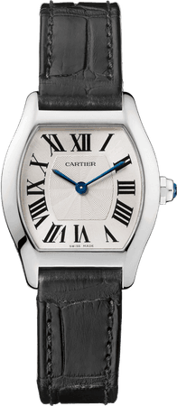 CRW1556361 - Tortue watch - Small model, rhodiumized 18K white gold, leather - Cartier