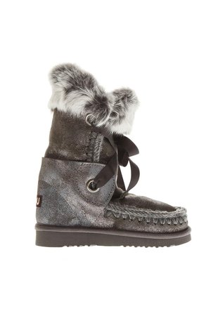 Mou Eskimo Grey Laced Up Leather Boots