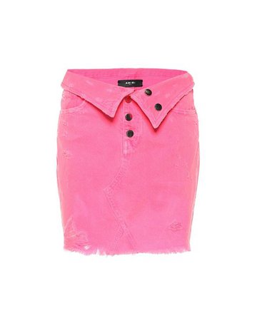 Amiri Denim Miniskirt in Neon Pink (Pink)