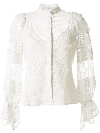 Shop Alexis lace-insert ruffle blouse with Express Delivery - FARFETCH