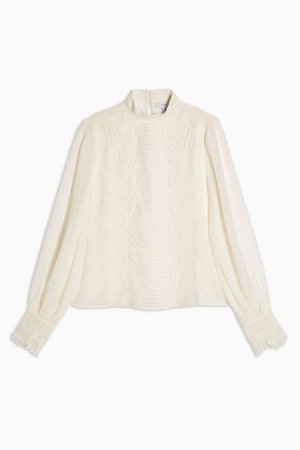 IDOL Ivory Embroidered Cutwork Blouse | Topshop