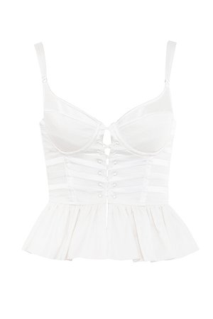 Clothing : Tops : 'Bourgia' White Frilled Corset Top