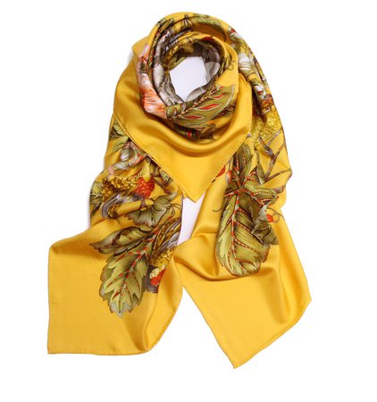 Floral Scarf Women Yellow Blue Pure Twill Silk Scarves Large Square Shawl Wraps Brand Design 140*140cm Handmade Curling-in Women's Scarves from Apparel Accessories on AliExpress - 11.11_Double 11_Singles' Day