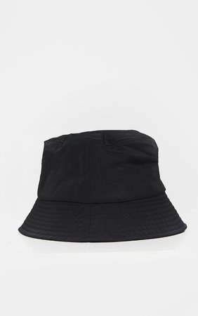 Black Nylon Bucket Hat | PrettyLittleThing USA