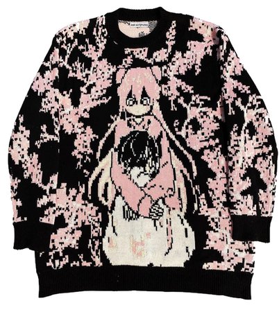 pink and black anime sweater