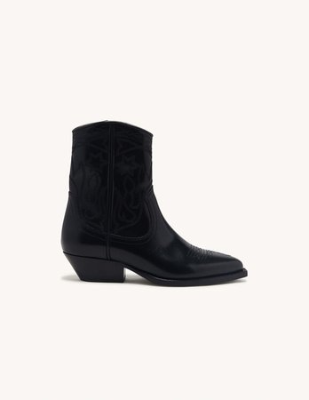Leather cowboy boots SFACH00503 Black - All Shoes | Sandro Paris