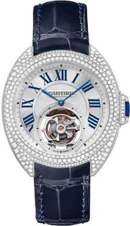 CRHPI00933 - Clé de Cartier 35 mm flying tourbillon watch - 35 mm, 9452 MC, rhodiumized 18K white gold, diamonds, sapphire - Cartier