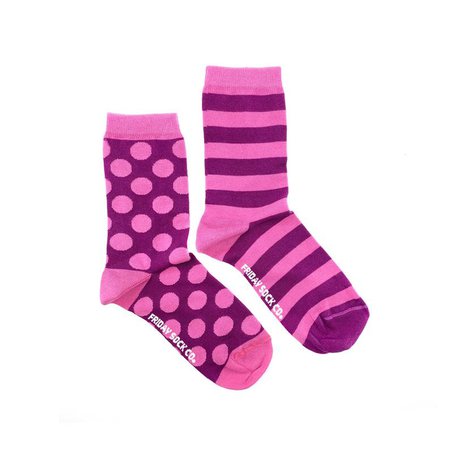 Womens Socks Pink Stripe and Dot Mismatched socks Funny | Etsy