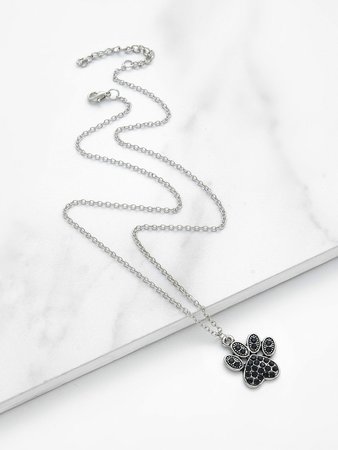 Rhinestone Claw Pendant Chain Necklace