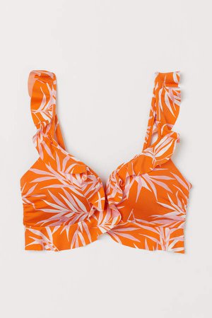 Flounced Push-up Bikini Top - Orange