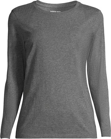 Lands' End Women Relaxed Supima Long Sleeve Crew Baltic Teal Regular X-Large at Amazon Women’s Clothing store