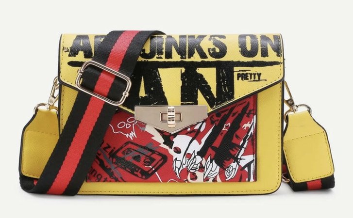 yellow and red crossbody bag
