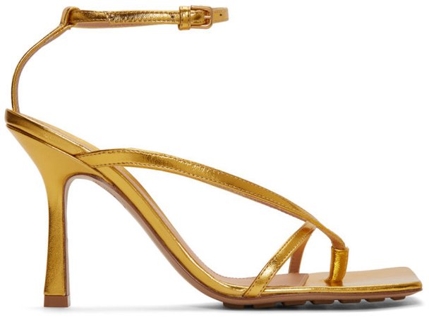 Gold Stretch Heeled Sandals