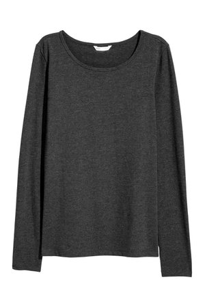 Long-sleeved Jersey Top - Dark gray melange - Ladies | H&M US