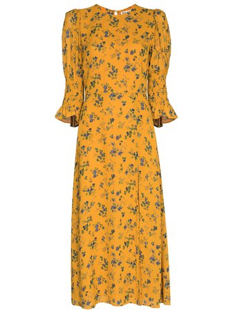 Shop orange Reformation Carolena floral print midi dress with Express Delivery - Farfetch
