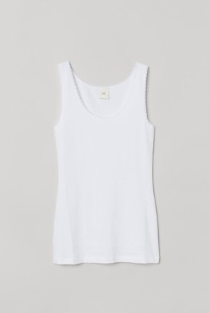 Vest top with lace trims - White - Ladies | H&M
