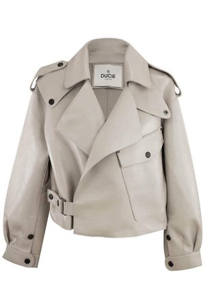 Ducie London | Simi Crop Leather Jacket In Stone | The New Trend