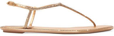 Diana Crystal-embellished Satin Sandals - Gold
