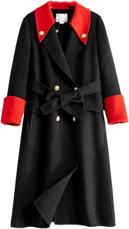 Amazon.com: Fnfmrfmr Women Solid Patchwork Rear Split Woolen Coat Long Sleeve Double Breasted Lapel Overcoats : Clothing, Shoes & Jewelry