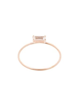 Natalie Marie 9Kt Rose Gold Horizontal Baguette-Cut Green Amethyst Ring | Farfetch.com