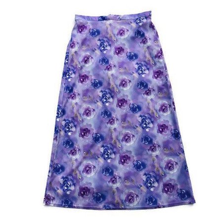 2000s Purple Rose Flower Graphic Mixed Media Maxi Skirt | Etsy