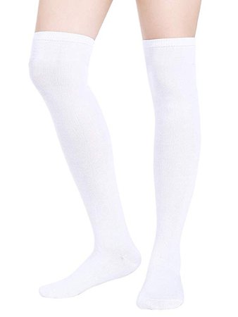 Women Knee Socks High Socks High Thigh Stockings for Cosplay, Halloween, Party, Daily Wear, One Size (White) at Amazon Women’s Clothing store