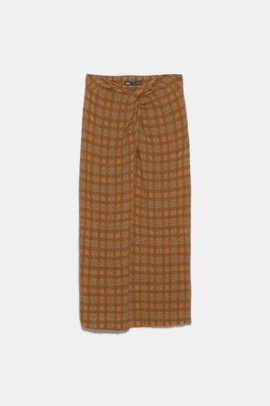 PLAID SKIRT WITH KNOT | ZARA United States brown
