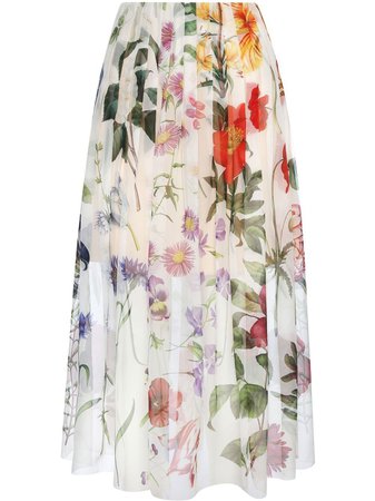 Oscar De La Renta floral-print Pleated Skirt - Farfetch