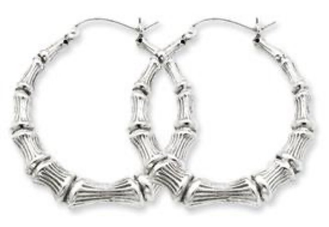 silver bamboo hoops