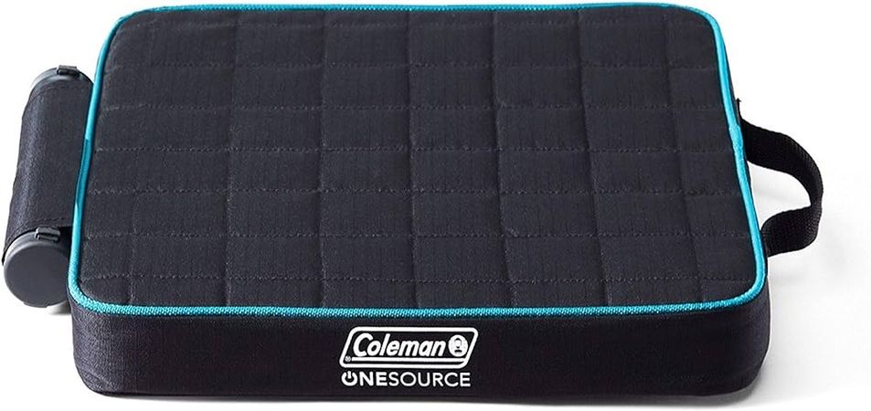 Amazon.com : Coleman OneSource Outdoor Heated Camping Chair Pad Bleacher Seat with Rechargeable Battery USB Charging Port, Black/Caribbean Blue : Sports & Outdoors